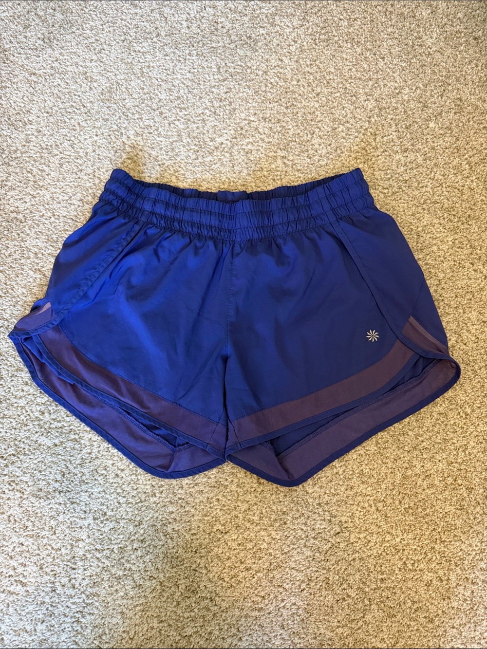 Athleta Royal Blue Mesh Racer Run 4” Shorts